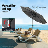 Instahut Outdoor Umbrella 2.7m Beach Pole Garden Tilt Sun Patio UV Charcoal - Top-Down View