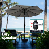 Instahut Outdoor Umbrella 2.7m Beach Pole Garden Tilt Sun Patio UV Charcoal - 45-Degree Angle