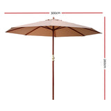 Instahut 3m Outdoor Umbrella Pole Umbrellas Beach Garden Sun Stand Patio Beige - Front View
