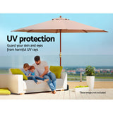 Instahut 3m Outdoor Umbrella Pole Umbrellas Beach Garden Sun Stand Patio Beige - Rear View