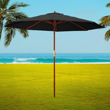 Instahut 3m Outdoor Umbrella Pole Umbrellas Beach Garden Sun Stand Patio Black - Close-Up Angle