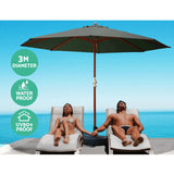 Instahut 3m Outdoor Umbrella w/Base Pole Umbrellas Garden Sun Stand Deck Charcoal - Top-Down View
