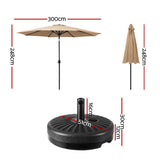 Instahut 3m Outdoor Umbrella w/Base Pole Tilt Beach Garden Patio Beige - Front View