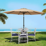 Instahut 3m Outdoor Umbrella w/Base Pole Tilt Beach Garden Patio Beige - Low Angle