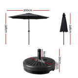 Instahut Outdoor Umbrella 3m Base Beach Pole Garden Tilt Sun Patio UV Black - Front View
