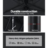 Instahut Outdoor Umbrella 3m Base Beach Pole Garden Tilt Sun Patio UV Black - 45-Degree Angle