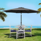 Instahut Outdoor Umbrella 3m Base Beach Pole Garden Tilt Sun Patio UV Black - Rear View