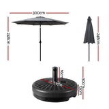 Instahut Outdoor Umbrella 3m Base Beach Pole Garden Tilt Sun Patio UV Charcoal - Front View