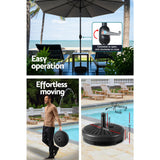 Instahut Outdoor Umbrella 3m Base Beach Pole Garden Tilt Sun Patio UV Charcoal - Rear View