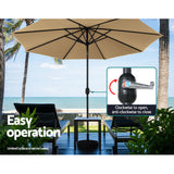 Instahut 3m Outdoor Umbrella Beach Pole Garden Patio Tilt Beige - 45-Degree Angle