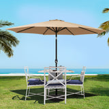 Instahut 3m Outdoor Umbrella Beach Pole Garden Patio Tilt Beige - Low Angle