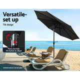 Instahut 3m Outdoor Umbrella Beach Pole Garden Patio Tilt Black - Top-Down View