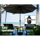 Instahut 3m Outdoor Umbrella Beach Pole Garden Patio Tilt Black - 45-Degree Angle