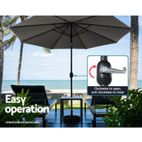 Instahut 3m Outdoor Umbrella Beach Pole Garden Patio Tilt Charcoal - 45-Degree Angle