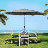 Instahut 3m Outdoor Umbrella Beach Pole Garden Patio Tilt Charcoal - Low Angle