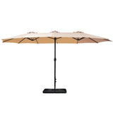 Instahut 4.57m Outdoor Umbrella w/Base Stand Beach Pole Garden Tilt Beige - Side View