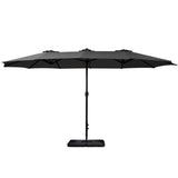 Instahut 4.57m Outdoor Umbrella w/Base Stand Beach Pole Garden Tilt Black