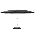Instahut 4.57m Outdoor Umbrella w/Base Stand Beach Pole Garden Tilt Black