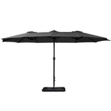 Instahut 4.57m Outdoor Umbrella w/Base Stand Beach Pole Garden Tilt Black - Side View