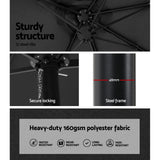 Instahut 4.57m Outdoor Umbrella w/Base Stand Beach Pole Garden Tilt Black - 45-Degree Angle