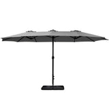 Instahut 4.57m Outdoor Umbrella w/Base Stand Beach Pole Garden Tilt Charcoal - Side View