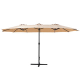 Instahut 4.57m Outdoor Umbrella Beach Pole Garden Tilt Beige - Side View