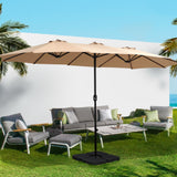 Instahut 4.57m Outdoor Umbrella Beach Pole Garden Tilt Beige - Low Angle