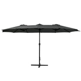 Instahut 4.57m Outdoor Umbrella Beach Pole Garden Tilt Black - Side View