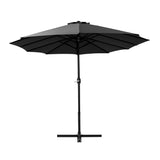 Instahut 4.57m Outdoor Umbrella Beach Pole Garden Tilt Black - Top-Down View