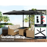 Instahut 4.57m Outdoor Umbrella Beach Pole Garden Tilt Black - 45-Degree Angle
