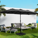 Instahut 4.57m Outdoor Umbrella Beach Pole Garden Tilt Black - Low Angle