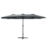 Instahut 4.57m Outdoor Umbrella Beach Pole Garden Tilt Charcoal - Side View