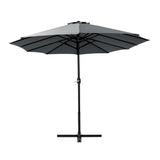 Instahut 4.57m Outdoor Umbrella Beach Pole Garden Tilt Charcoal - Top-Down View