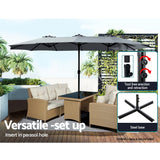 Instahut 4.57m Outdoor Umbrella Beach Pole Garden Tilt Charcoal - 45-Degree Angle