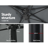 Instahut 4.57m Outdoor Umbrella Beach Pole Garden Tilt Charcoal - Close-Up Angle