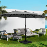 Instahut 4.57m Outdoor Umbrella Beach Pole Garden Tilt Charcoal - Low Angle