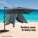 Instahut Outdoor Umbrella 3m Umbrellas Cantilever Stand Sun Roma 360 Degree Charcoal - 45-Degree Angle