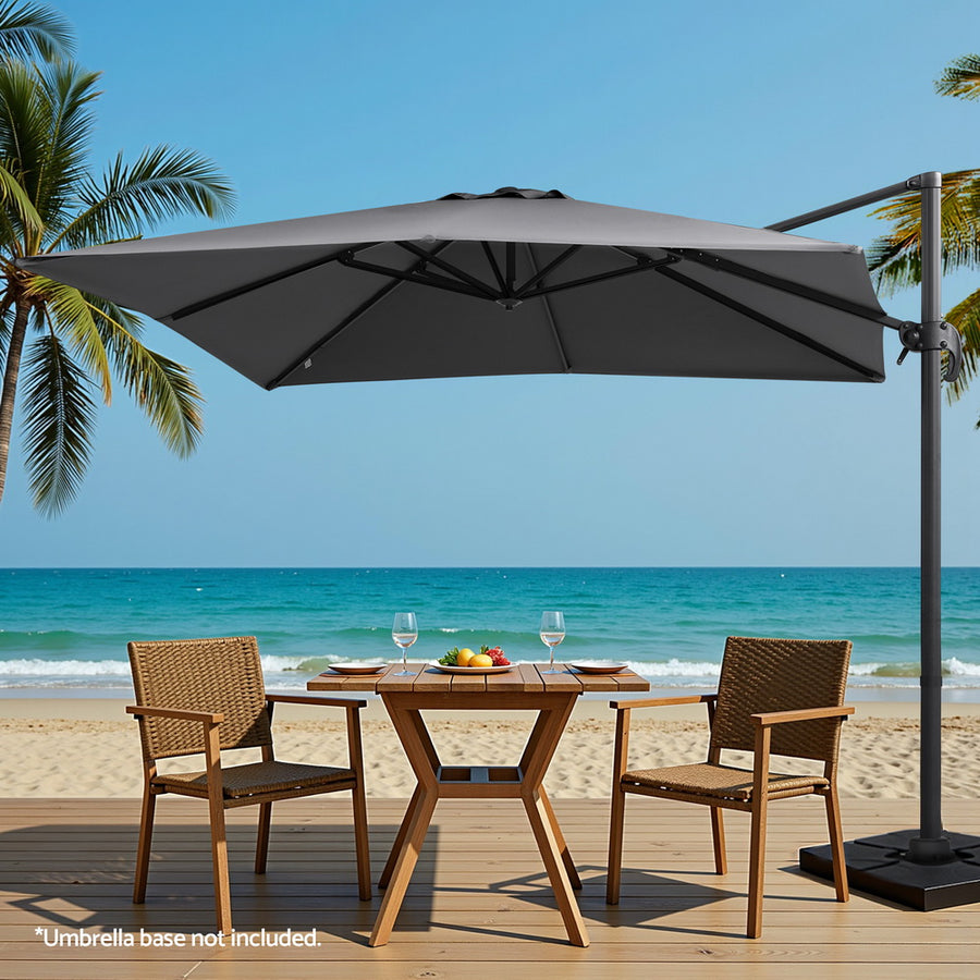 Instahut Outdoor Umbrella 3m Umbrellas Cantilever Stand Sun Roma 360 Degree Charcoal