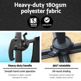 Instahut 3m Outdoor Umbrella Cantilever 360 Degree Tilt Beach Roma Black - 45-Degree Angle