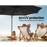Instahut 3m Outdoor Umbrella Cantilever 360 Degree Tilt Beach Roma Black - Rear View