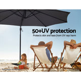 Instahut 3m Outdoor Umbrella Cantilever 360 Degree Tilt Beach Roma Charcoal - 45-Degree Angle