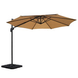 Instahut 3m Outdoor Umbrella w/Base Cantilever Beach Roma 360 Degree Tilt Beige - Side View