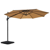 Instahut 3m Outdoor Umbrella w/Base Cantilever Beach Roma 360 Degree Tilt Beige - Side View