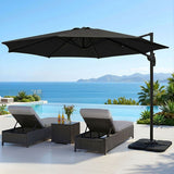 Instahut 3m Outdoor Umbrella w/Base Cantilever Beach Roma 360 Degree Tilt Black - Low Angle