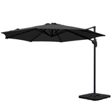 Instahut 3m Outdoor Umbrella w/Base Cantilever Beach Roma 360 Degree Tilt Black - Side View