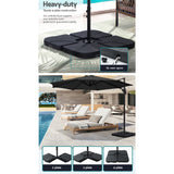 Instahut 3m Outdoor Umbrella w/Base Cantilever Beach Roma 360 Degree Tilt Black - Close-Up Angle