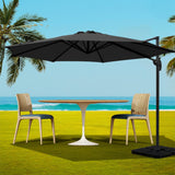 Instahut 3m Outdoor Umbrella w/Base Cantilever Beach Roma 360 Degree Tilt Black - Low Angle