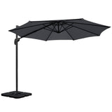 Instahut 3m Outdoor Umbrella w/Base Cantilever Beach Roma 360 Degree Tilt Charcoal - Side View