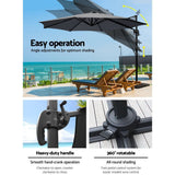 Instahut 3m Outdoor Umbrella w/Base Cantilever Beach Roma 360 Degree Tilt Charcoal - 45-Degree Angle
