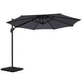 Instahut 3m Outdoor Umbrella w/Base Cantilever Beach Roma 360 Degree Tilt Charcoal - Side View
